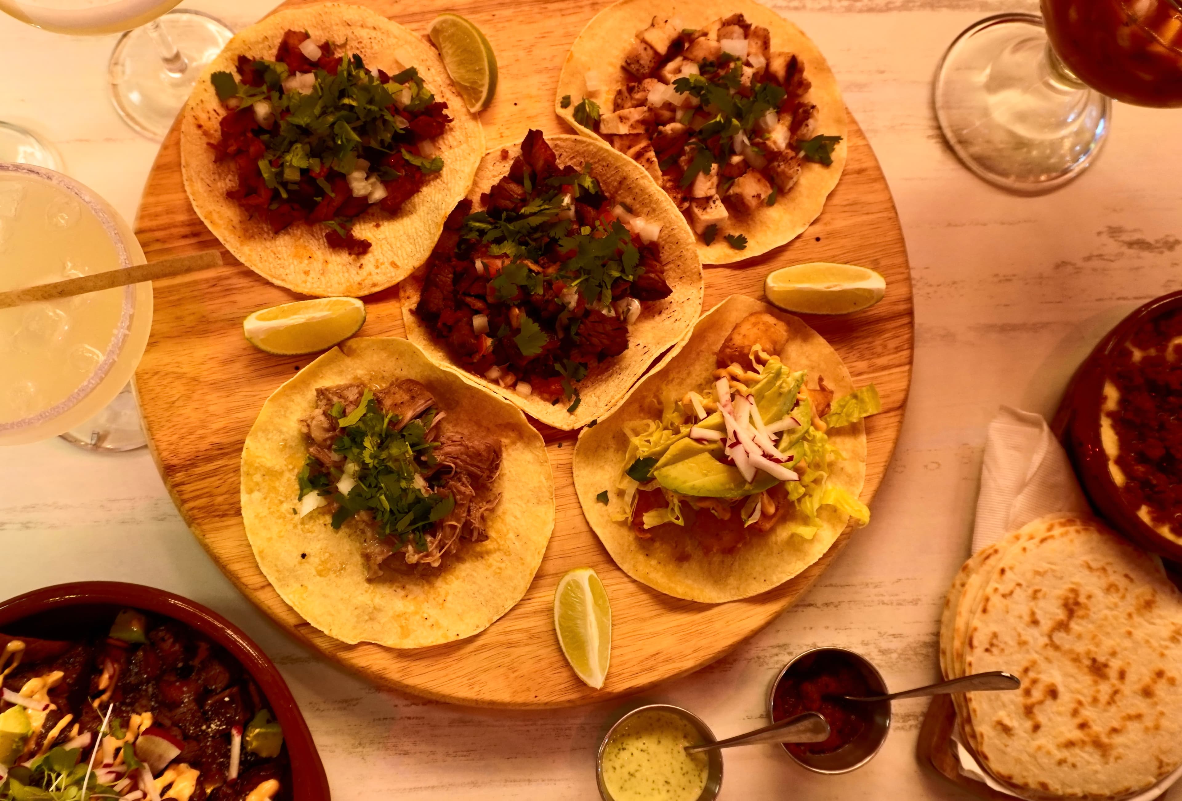 A spread of Cuban-Mexican fusion dishes at Calle Ocho